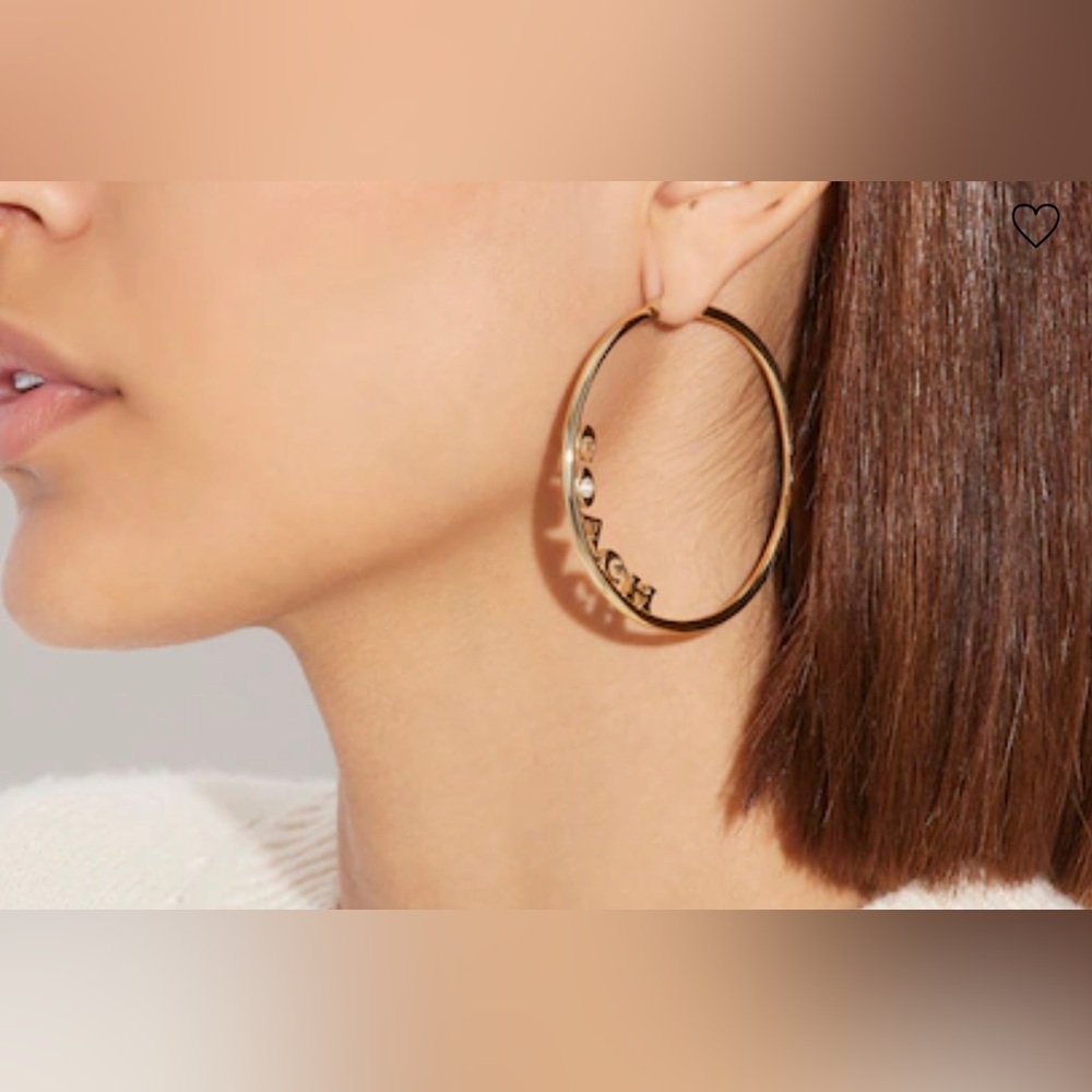 Coach Gold Medium Hoop Earrings BRAND NEW - Picture 2 of 2